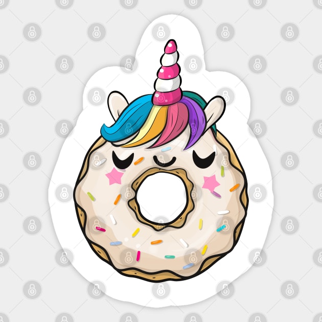 Cute donut with unicorn horn Sticker by Reginast777